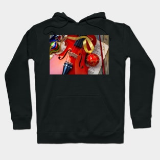 Red Ornament And Violin Hoodie